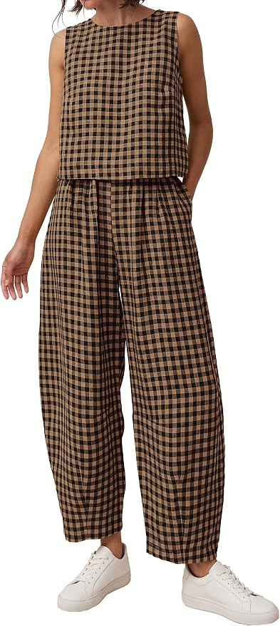 PRETTYGARDEN Womens Plaid 2 Piece Matching Sets | Amazon (US)