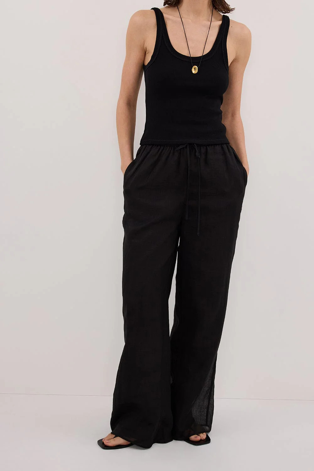 GINNY BLACK RAMIE PANT | DISSH