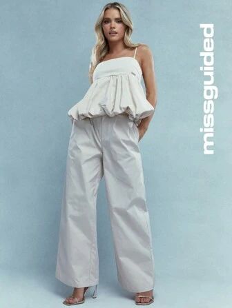 MISSGUIDED Bubble Cami Top And Wide Leg Pants Co-Ord | SHEIN