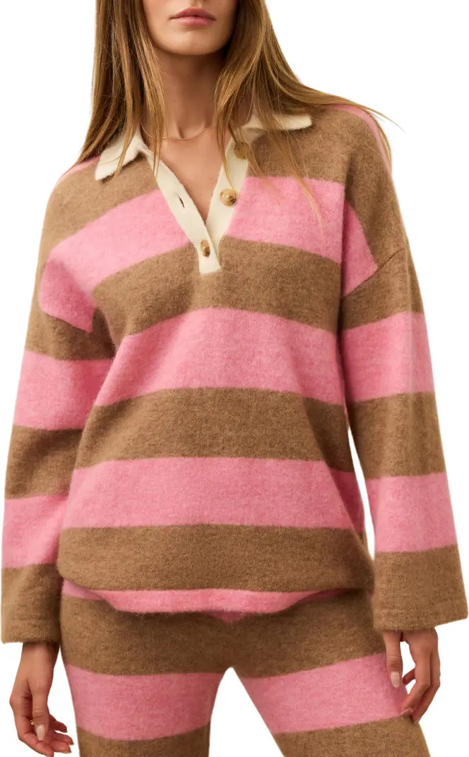 Apres Stripe Long Sleeve Sweater Polo | Nordstrom
