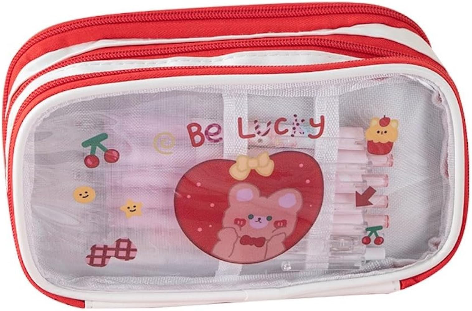 Kawaii Pencil Pouch Triple Zipper Large Clear Pencil Pouch Cute Kawaii Pencil Case Waterproof Pen... | Amazon (US)