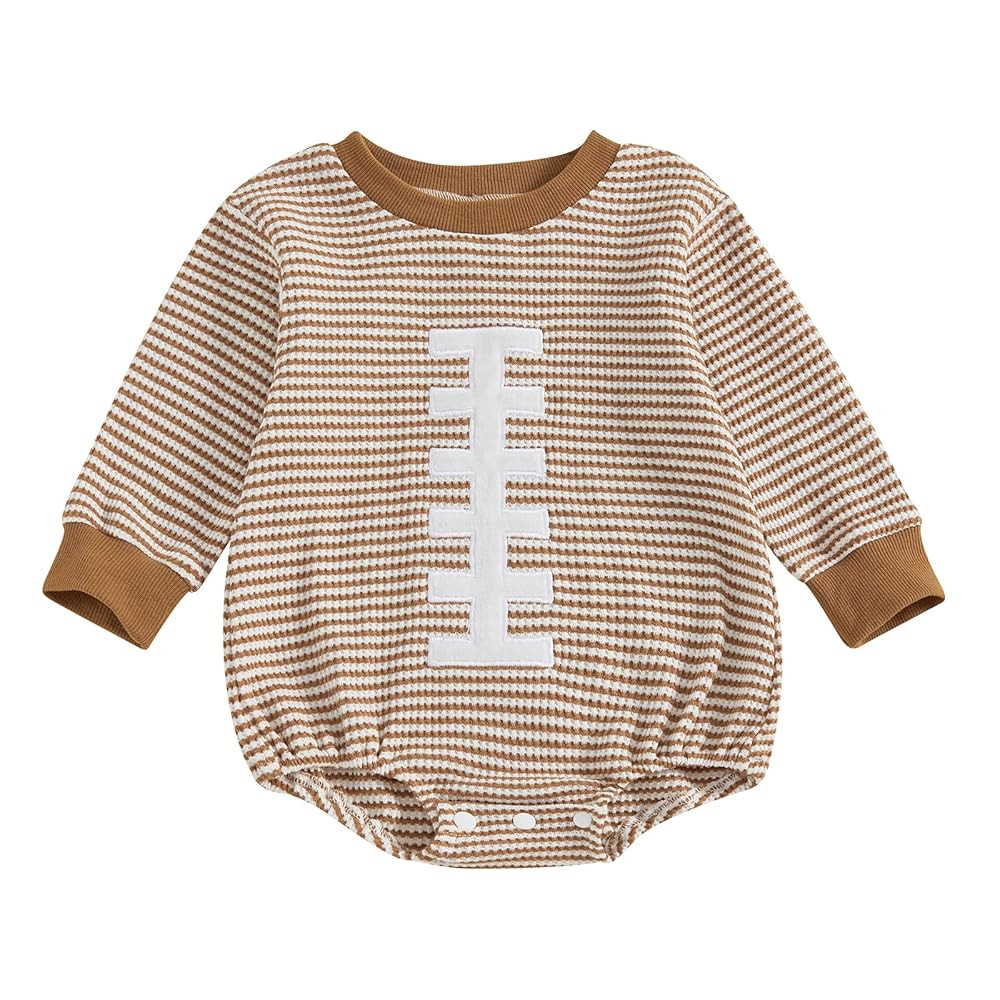 Newborn Baby Boy Football Outfit Game Day Onesie Oversized Sweatshirt Romper Long Sleeve Jumpsuit... | Amazon (US)