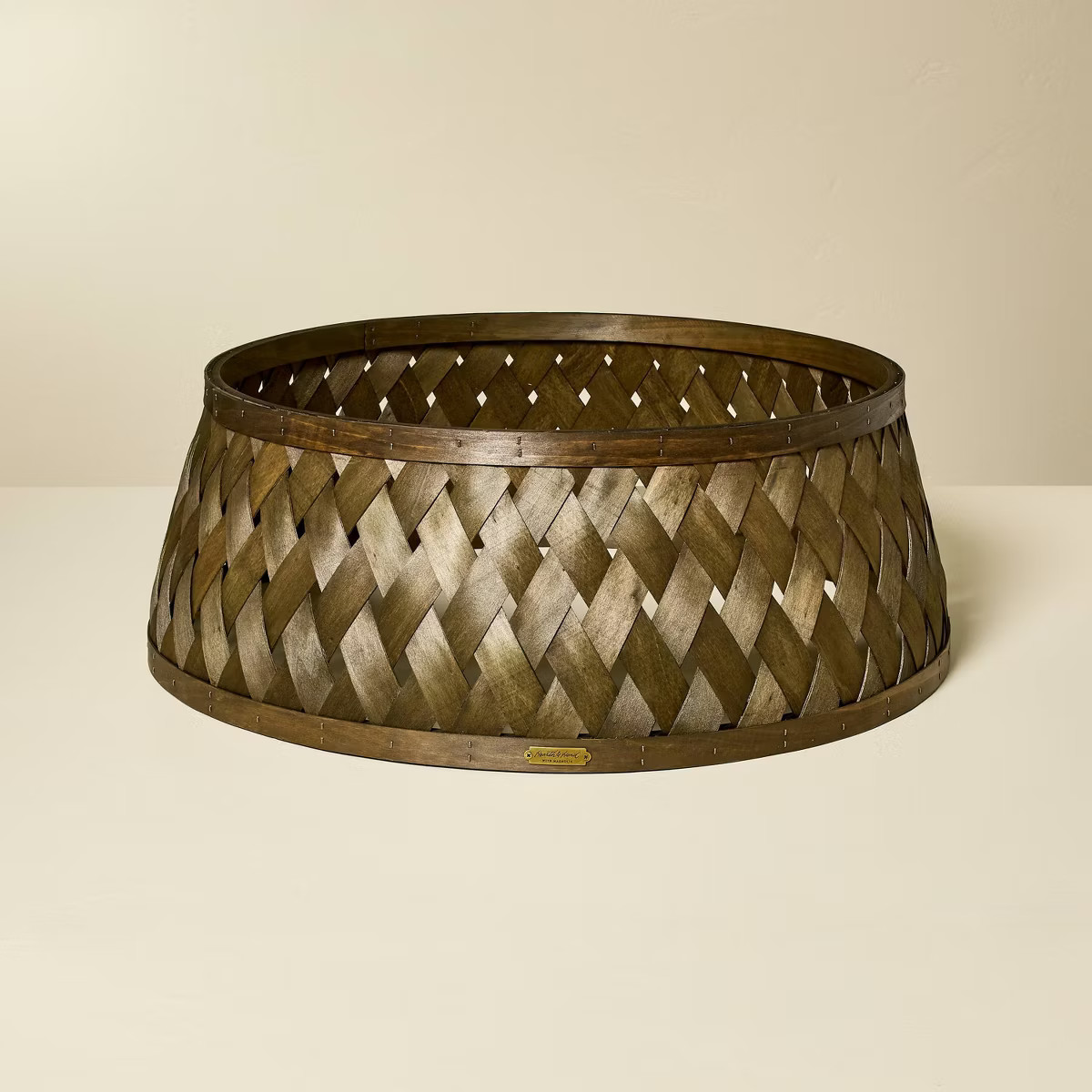 26" Wooden Lattice Woven Christmas Tree Collar Brown - Hearth & Hand™ with Magnolia | Target