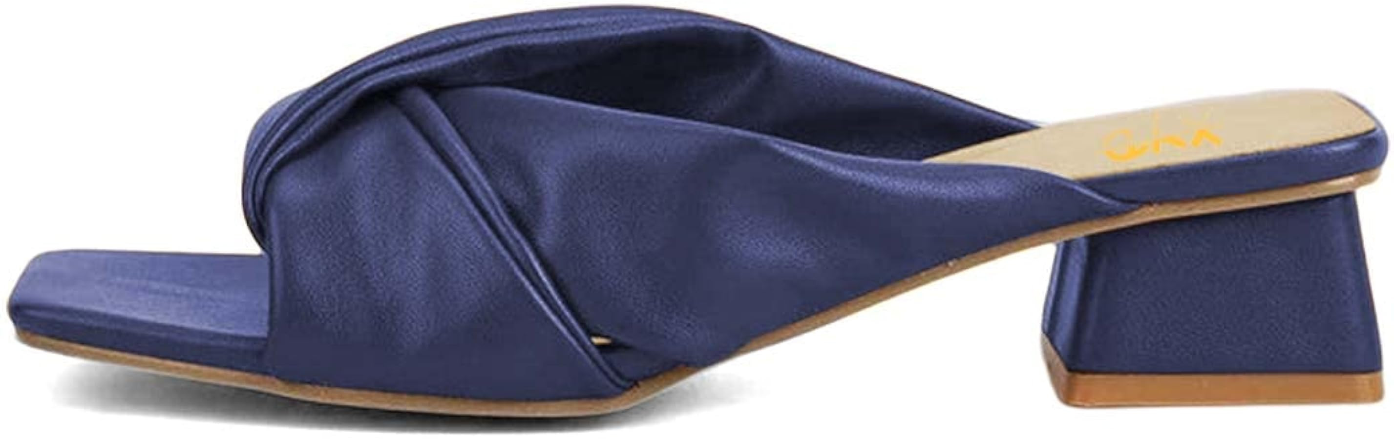 XYD Women Comfy Cross Strap Slip On Slides Open Square Toe Low Chunky Heel Sandals Vacation Daily... | Amazon (US)