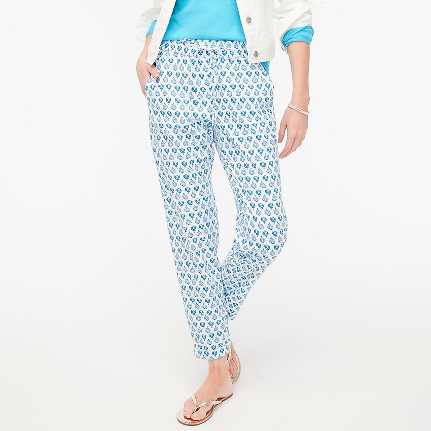 Linen-cotton drawstring pant in block print | J.Crew Factory