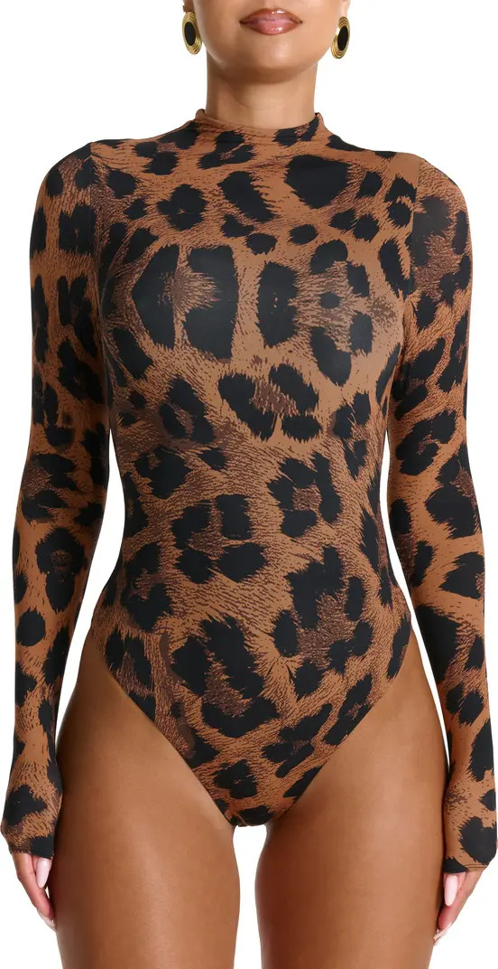 Naked Wardrobe Naked Snakeskin Print Long Sleeve Bodysuit | Nordstrom | Nordstrom