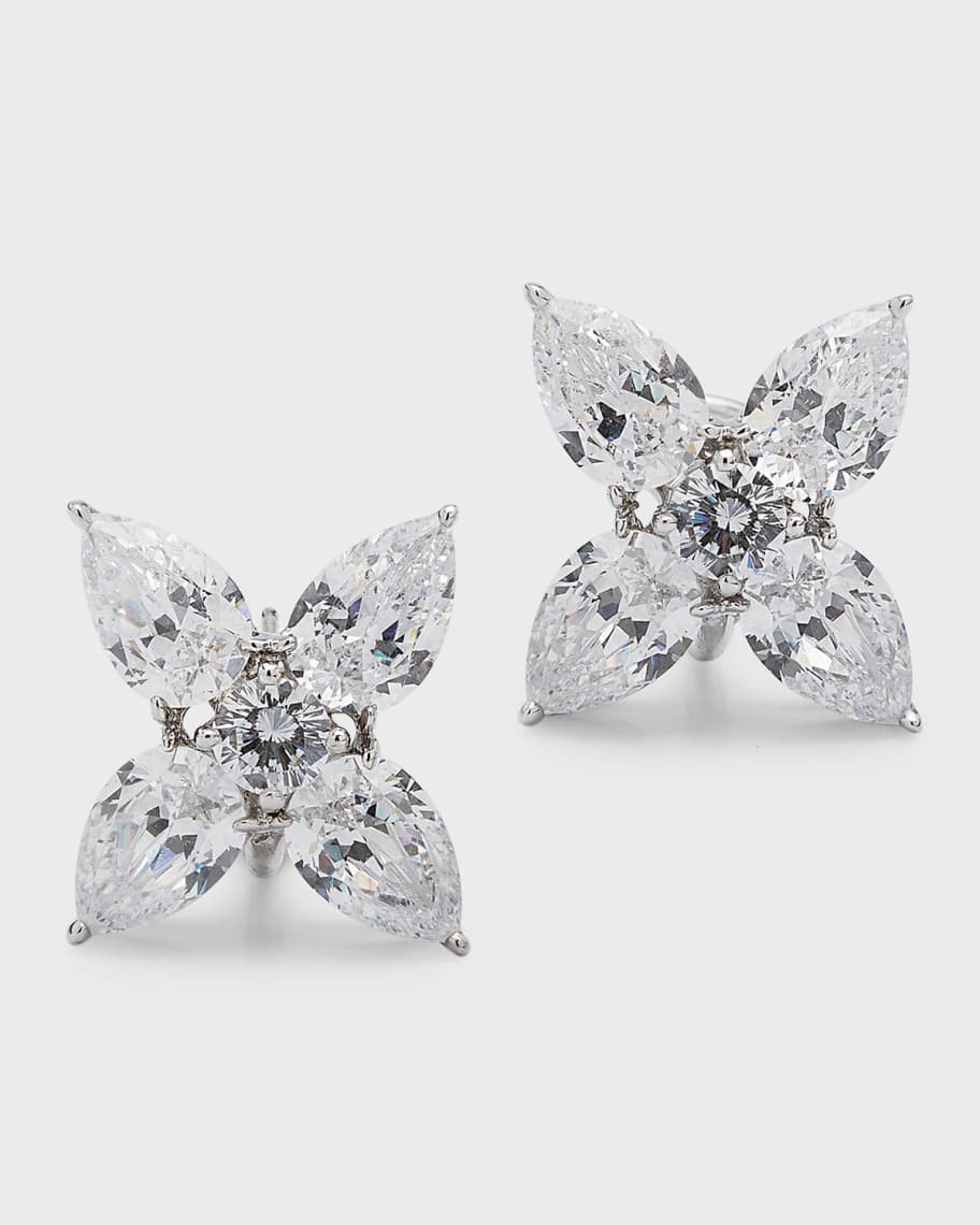 Fantasia by DeSerio Cubic Zirconia 4-Pear Flower Earrings | Neiman Marcus