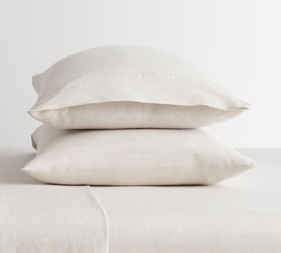 Belgian Flax Linen Hemstitch Pillowcases - Set of 2 | Pottery Barn (US)