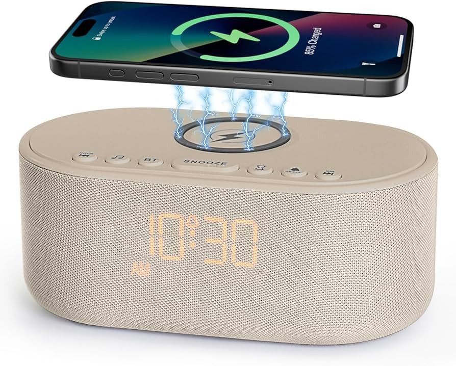 Sound Machine Alarm Clock for Bedrooms: Bluetooth 10W Stereo Sound Speaker with Wireless Charging... | Amazon (US)