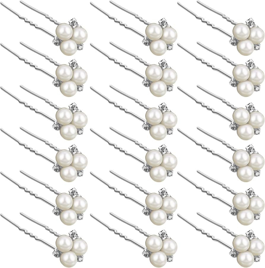 18 Pcs Pearl Hair Pins Bridal Hair Accessories Pearl Crystal Bobby Bridal Hairpin Wedding Hair Ac... | Amazon (US)