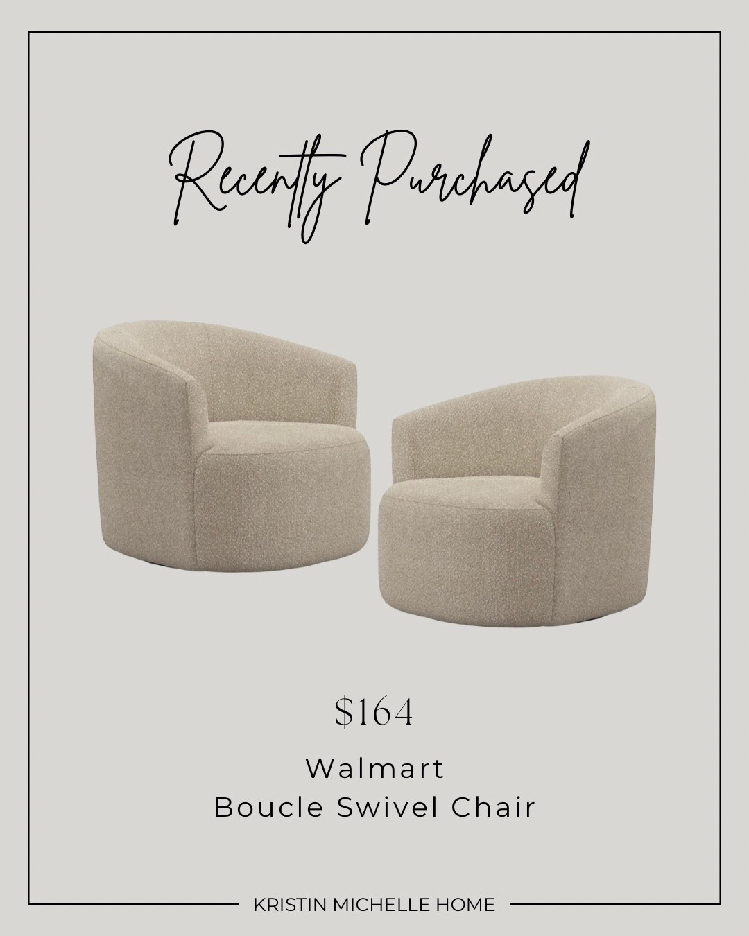 I’ve been eyeing these Walmart boucle swivel chairs for so long, and I FINALLY caved in. Can’t wait!! 🥳

#LTKHome