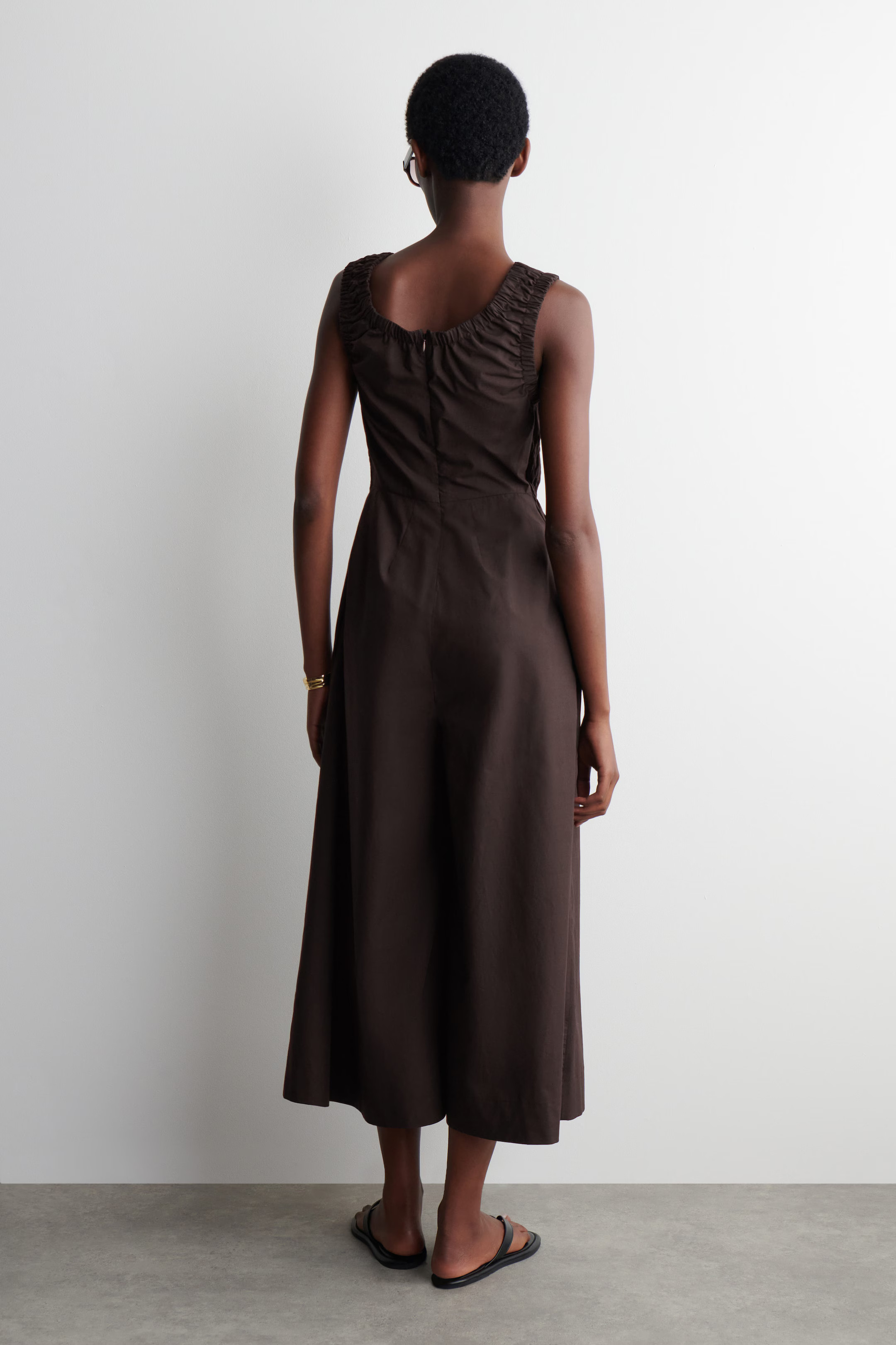 SHIRRED COTTON JUMPSUIT - BROWN | COS UK