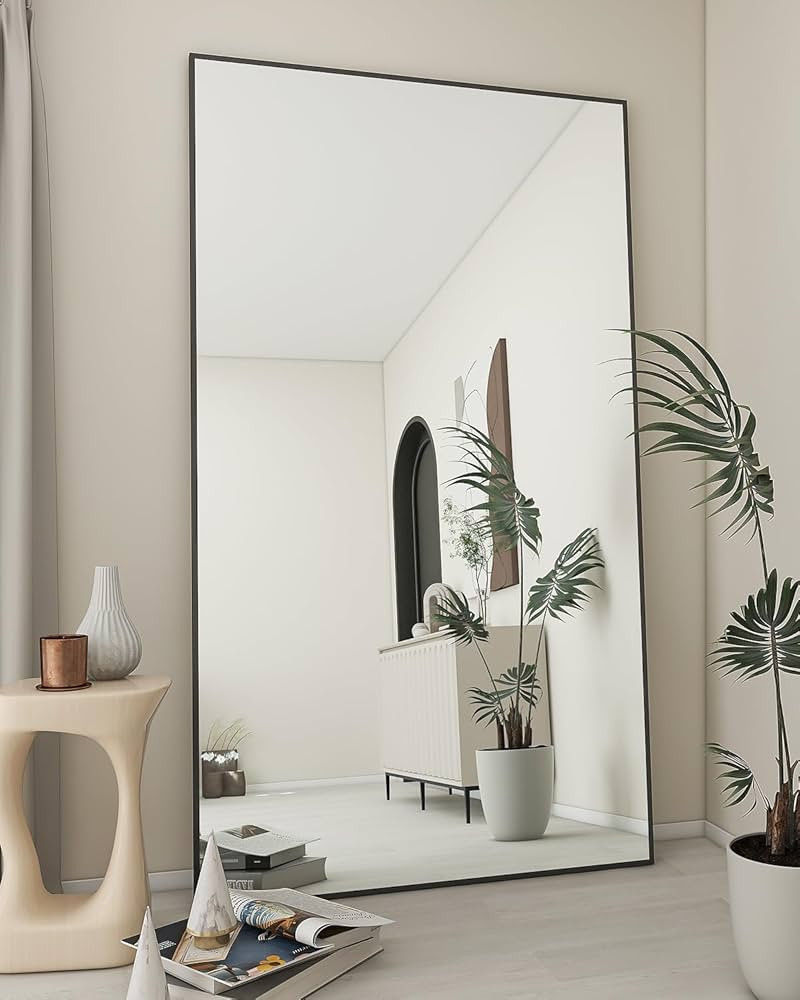 Koonmi Large Mirror Full Length 34"x76", Floor Body Mirror with Stand, Metal Frame Wall-Mounted V... | Amazon (US)
