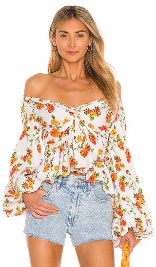 Onira Top in White & Orange Vacation Floral | Revolve Clothing (Global)