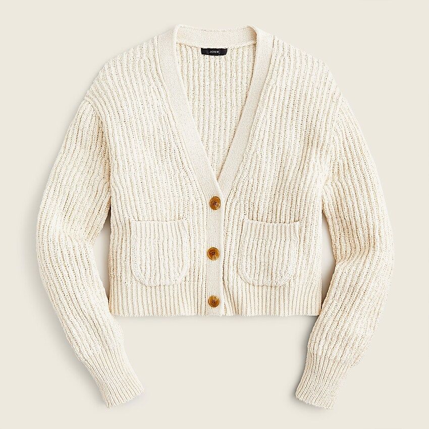 Cropped patch-pocket beach cardigan sweater | J.Crew US