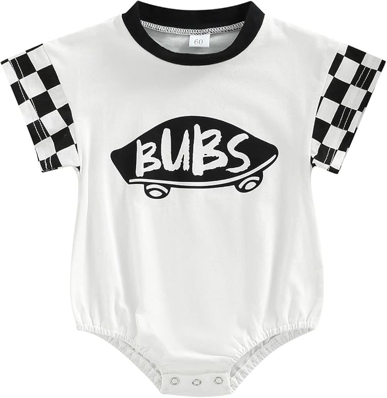 Ayalinggo Baby Boy Neutral Checkerboard Oversized T Shirt Romper Shorts Jumpsuit Summer Outfit Trend | Amazon (US)