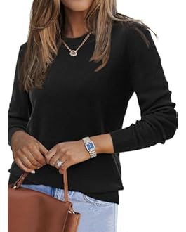 Arach&Cloz Womens Sweaters Trendy 2024 Long Sleeve Crew Neck Ladies Knit Tops Business Casual Out... | Amazon (US)