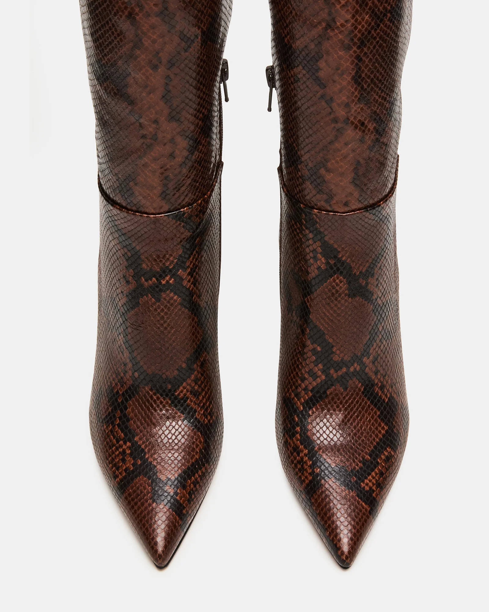 NITRO Brown Snake Wife Calf Pointed-Toe Stiletto Heel Knee-High Women's Boots | Steve Madden (US)