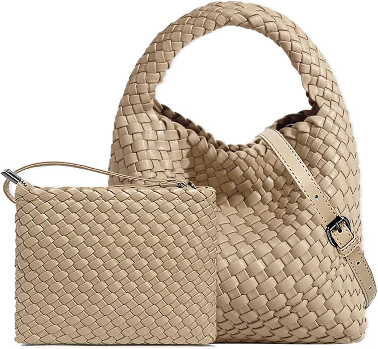 JINMANXUE Small Woven Bag for Women Cute Hobo Tote Handbag Mini Clutch Purse Vegan Leather Crossb... | Amazon (US)