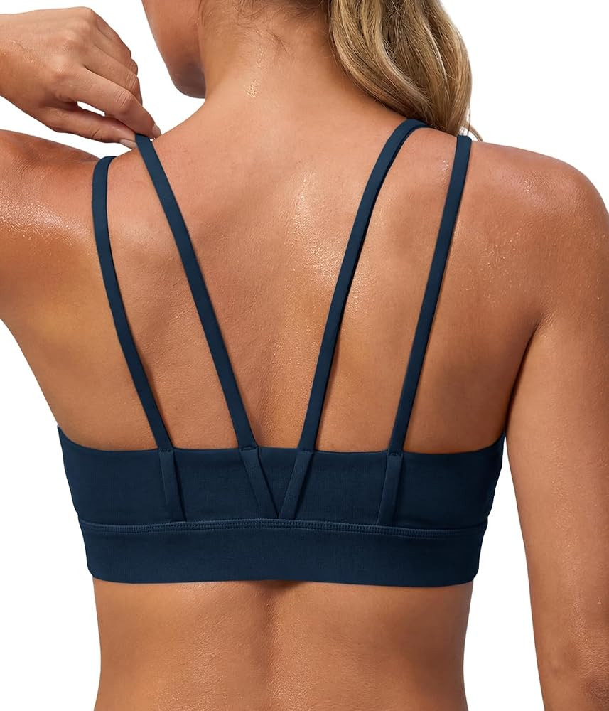 Aoysky Sports Bras for Women Buttery Soft Strappy Padded Sports Bra Double Spaghetti Straps Wirel... | Amazon (US)