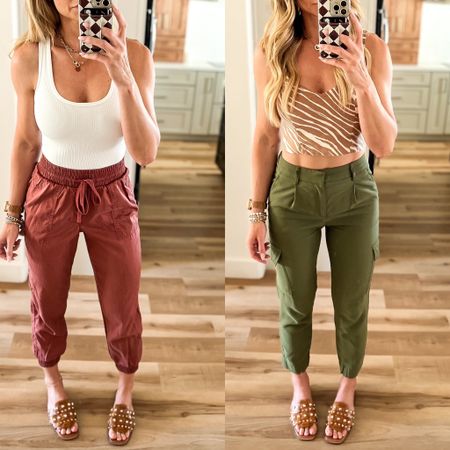 Target style!

For reference I’m 5’8”, 145 lbs wearing a small in the rust pants, size 4 in the olive cargo pants, small in both tops. 

I’m typically a medium in tops and bottoms and had to size down to a small in the items referenced above. 

#LTKstyletip #LTKunder50 #LTKshoecrush