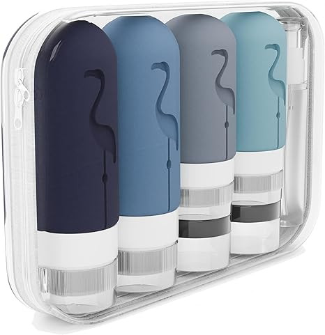 Zip Bins Travel Bottles For Toiletries Set | Refillable Silicone Travel Toiletry Bottles With Har... | Amazon (US)
