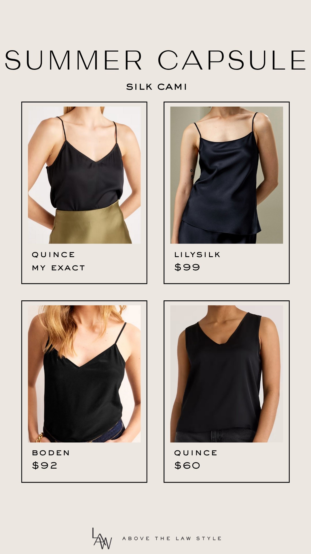 Summer Capsule: Silk Cami

#LTKStyleTip #LTKFindsUnder50 #LTKSummerEdit