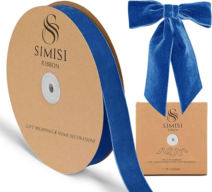 Royal Blue Velvet Ribbon 1'' 25 Yards for Christmas Tree, Gift Wrapping, Flower Bouquet, Wreath D... | Amazon (US)