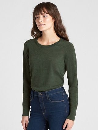 Gap Womens Crewneck Pullover Sweater In Merino Wool Olive Size L Tall | Gap US