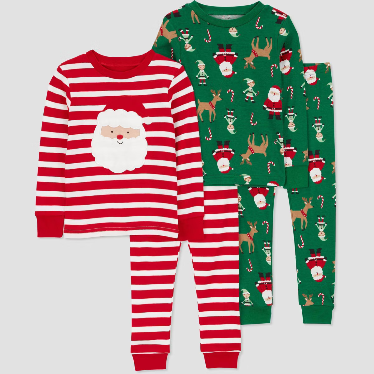 Carter's Just One You® Toddler Boys' 4pc Cotton Long Sleeve Christmas Santa Pajama Set - Green | Target