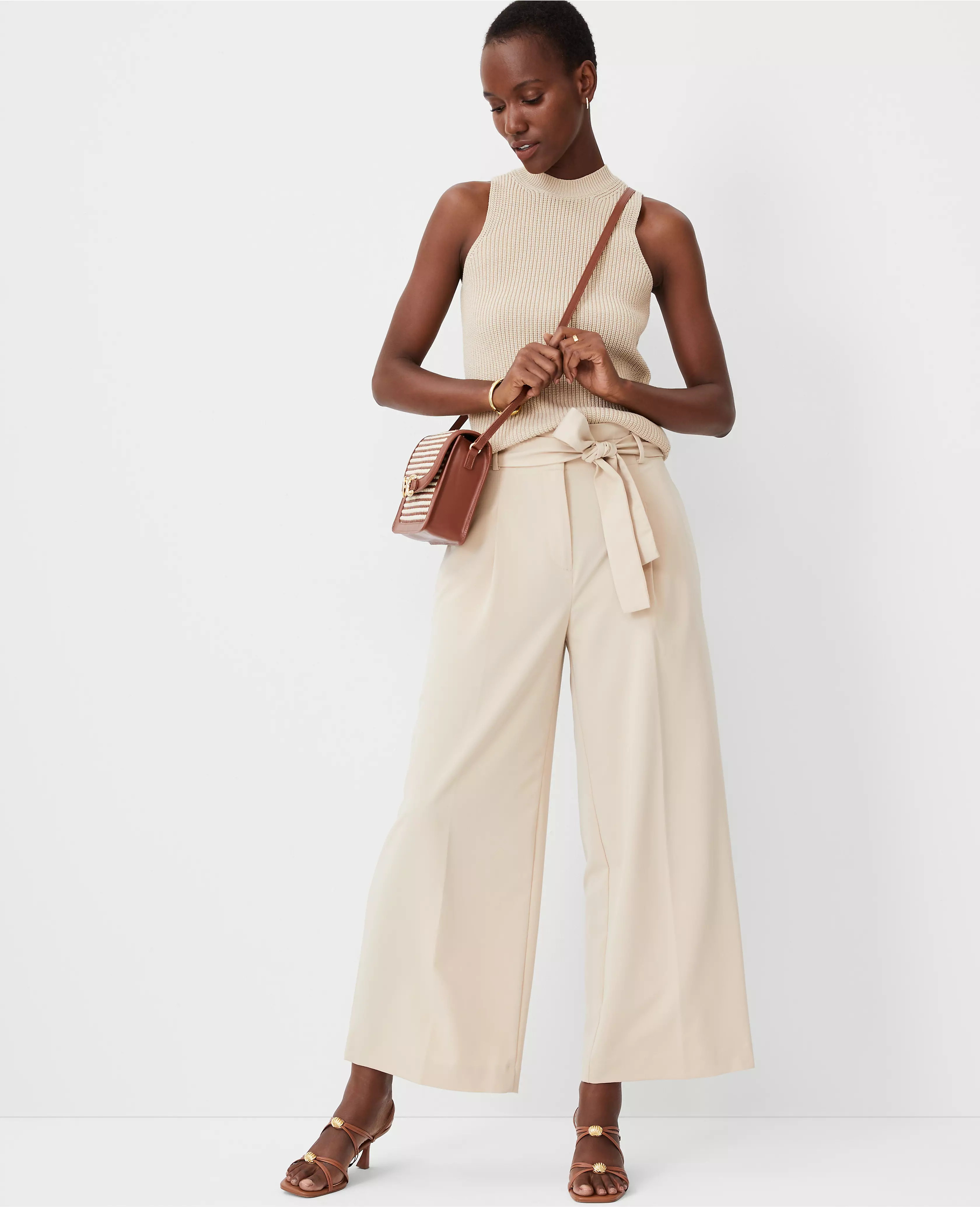 The Tie Waist Wide Ankle Pant | Ann Taylor (US)