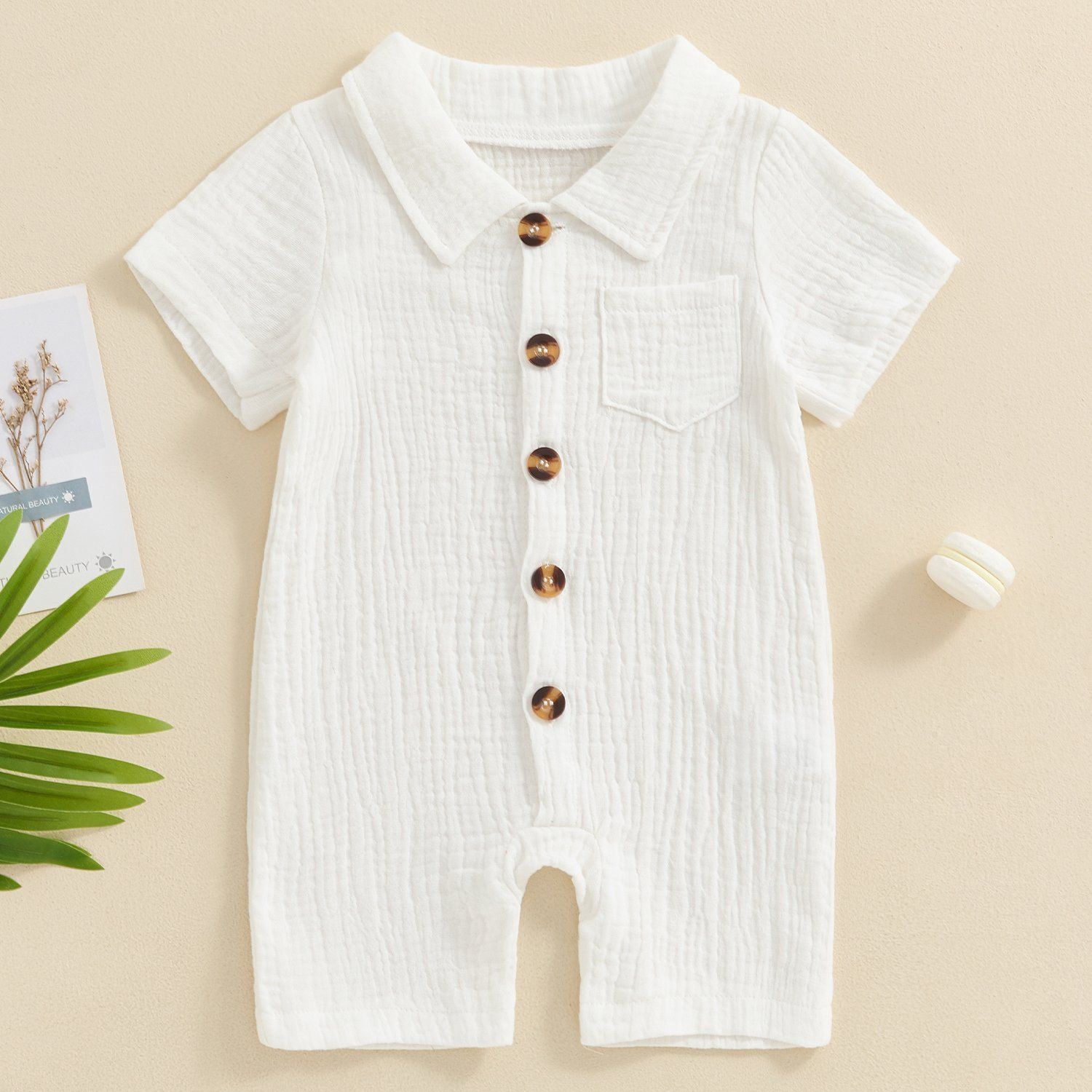 Infant Baby Boys Summer Turndown Collar Jumpsuit Solid Color - Temu | Temu Affiliate Program