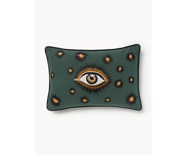 Handbestickte Baumwoll-Kissenhülle Eye | Westwing EU