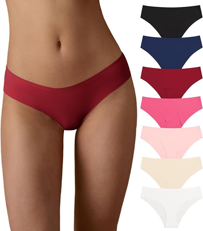 SHARICCA Women Seamless Cheeky Bikini No Show Panties Ladies Invisible Breathable Briefs Soft Str... | Amazon (US)