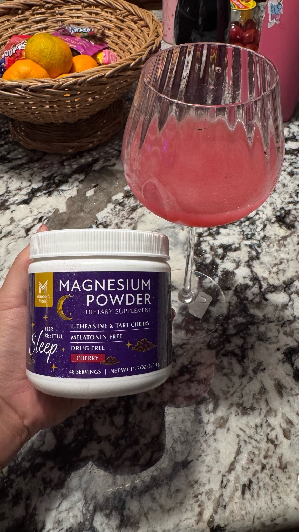 My new find at Sam’s Club is this magnesium powder. No melatonin!! In usually not a cherry girl but this one was actually good