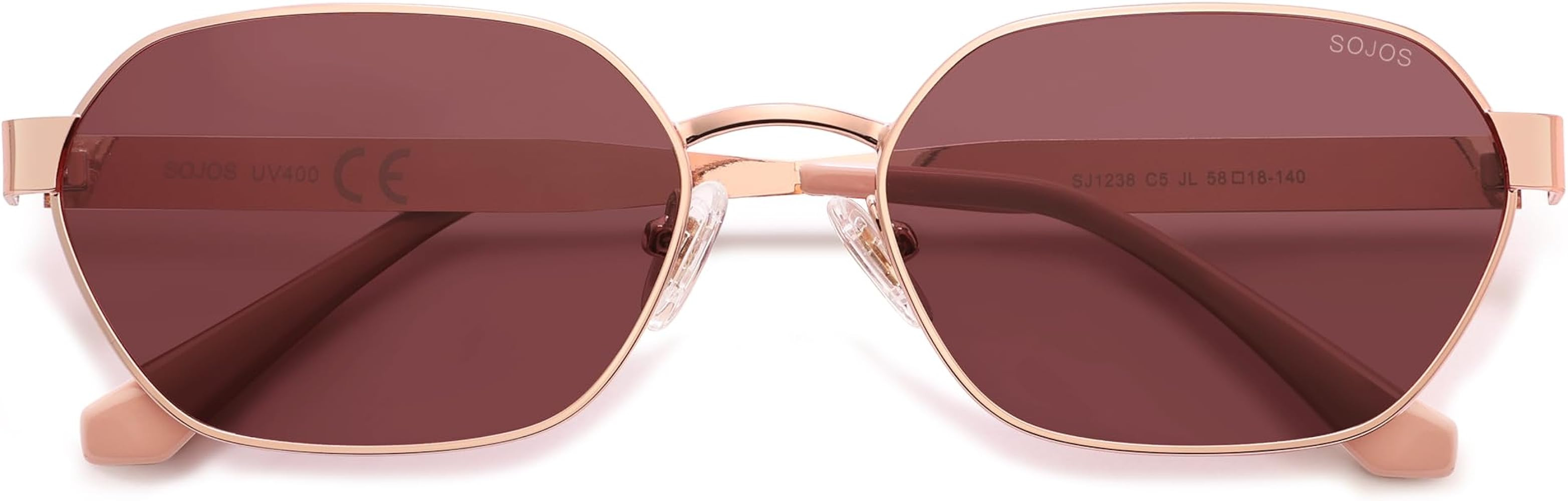 SOJOS Trendy Polarized Hexagon Sunglasses for Women Men, UV400 Retro Rectangle Shades SJ1238 | Amazon (US)