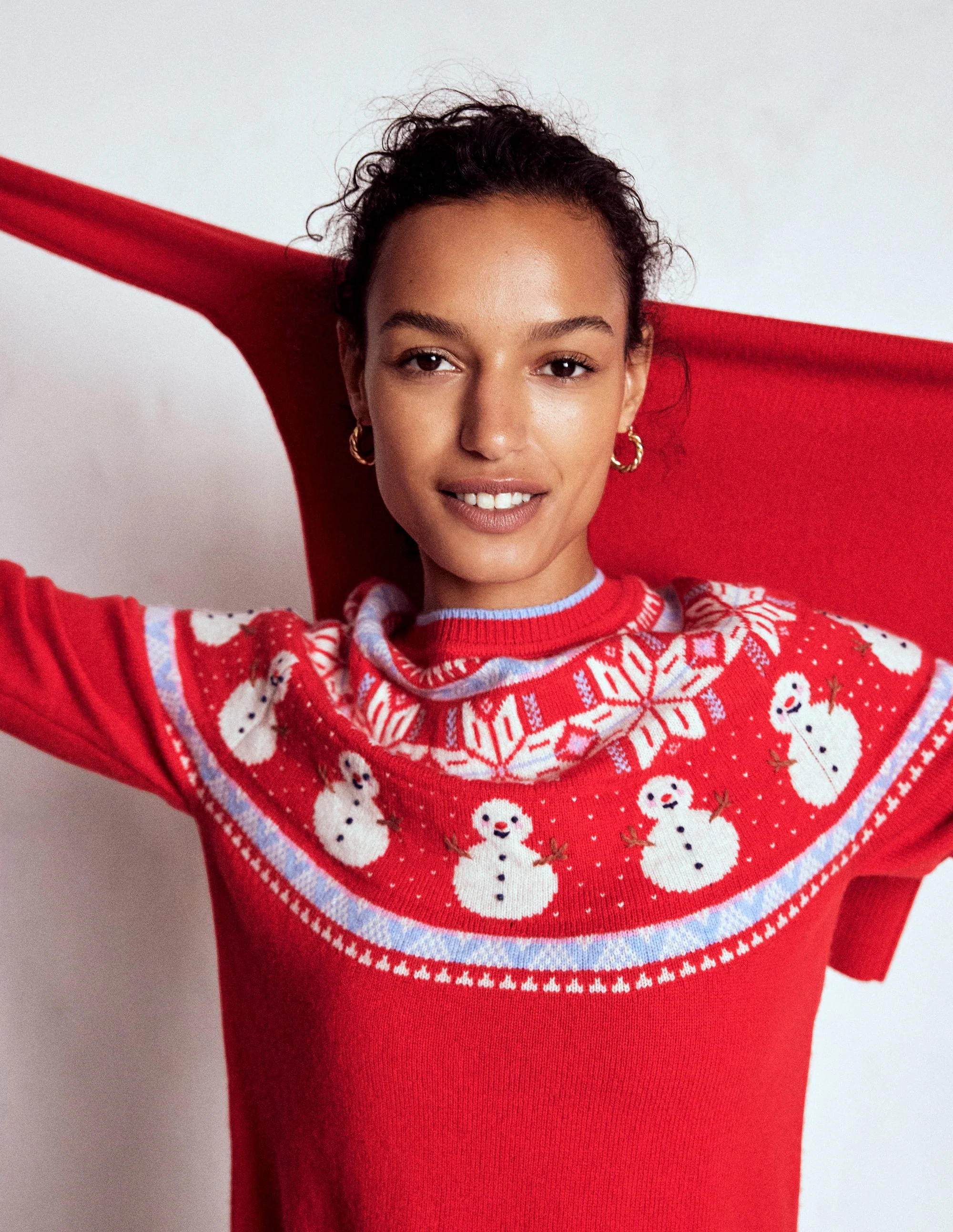Edie Fair Isle Jumper-Red, Snowman | Boden UK