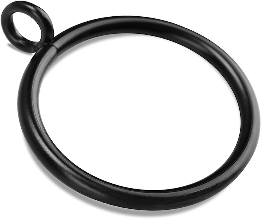 40 PCS Black Curtain Rings with Eyelet Apply for Curtain Rod (1.5 Inch Drapery Rings) | Amazon (US)