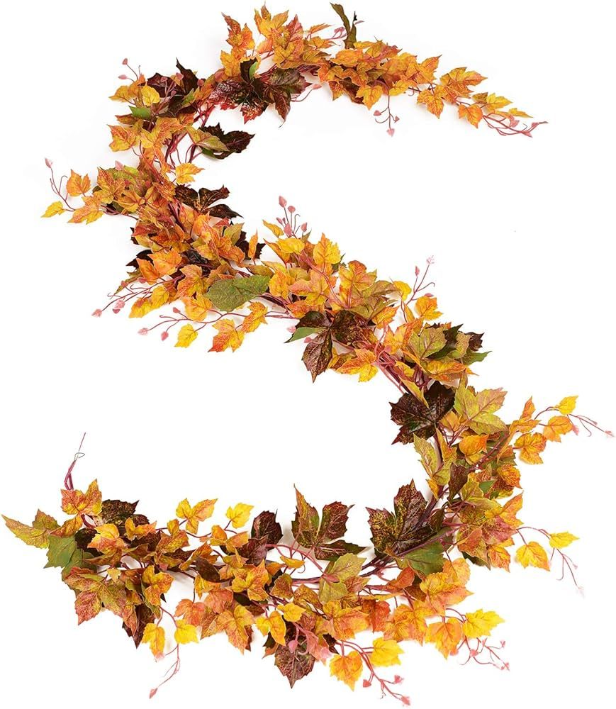 DearHouse 2 Pack Fall Garland Maple Leaf, 6.5 Ft/Piece Hanging Vine Garland Artificial Autumn Fol... | Amazon (US)