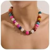 Resin Beads Necklace for Women Chunky Choker Necklaces Boho Colorful Acrylic Beaded Choker Neckla... | Amazon (US)