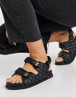 Public Desire Carmen chunky grandad sandals in black quilt | ASOS (Global)