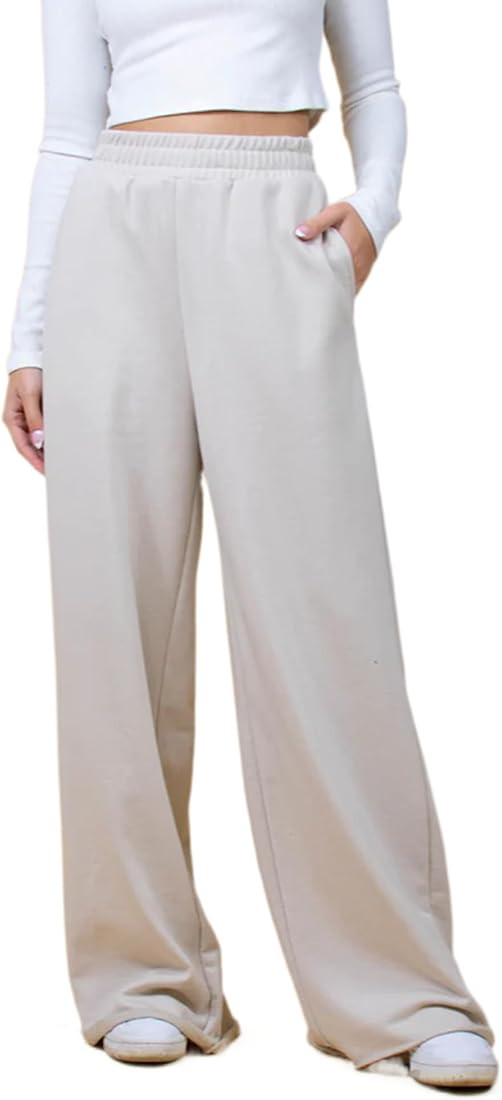 Winioder Wide Leg Sweatpants for Women Elastic High Waisted Baggy Sweat Pants Teen Girls Oversize... | Amazon (US)