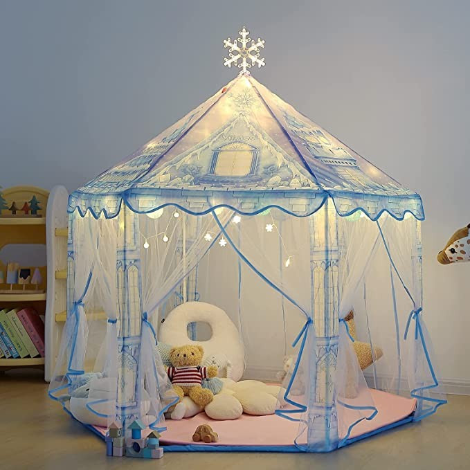 Amazon.com: Princess Play Tent, Frozen Toy for Girls, Tent for Kids with Snowflake Lights, Playho... | Amazon (US)