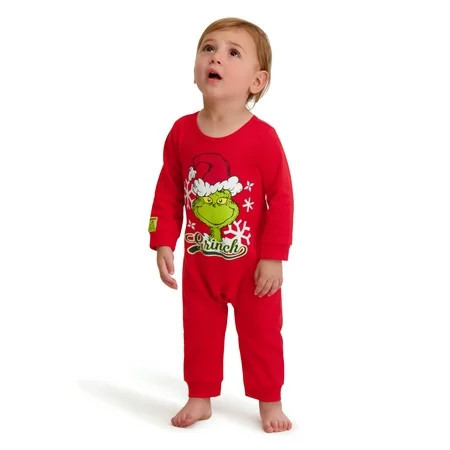 The Grinch Baby Unisex Red Coverall, Sizes 0/3M-24M | Walmart (US)