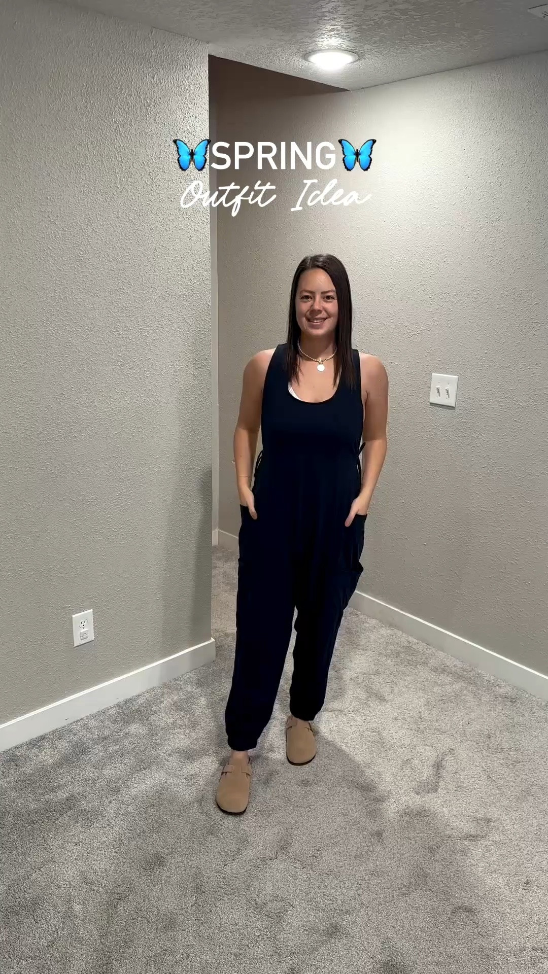 This overall jumpsuit is so cute! I love the tie detailing on the back. I am wearing my normal size medium. Comes in different colors. Paired with my favorite necklace from Electric Picks, perfect for spring! 

#LTKootd
