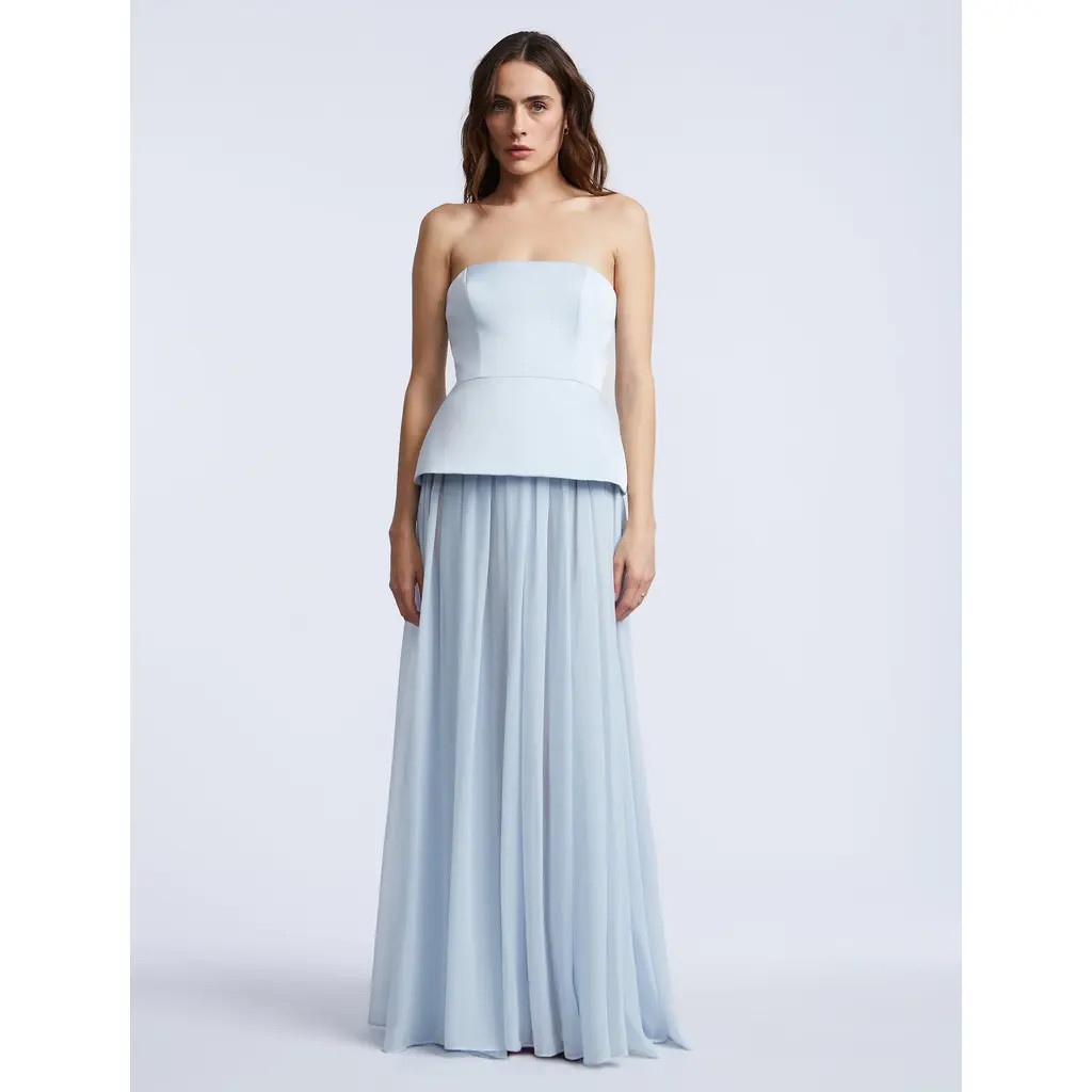 bcbg Strapless Peplum Gown in Skyway at Nordstrom, Size 0 | Nordstrom