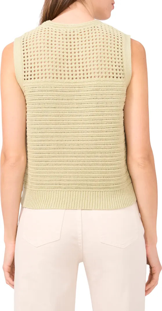 Halogen® Open Stitch Sleeveless Cotton Side Button Sweater | Nordstrom | Nordstrom