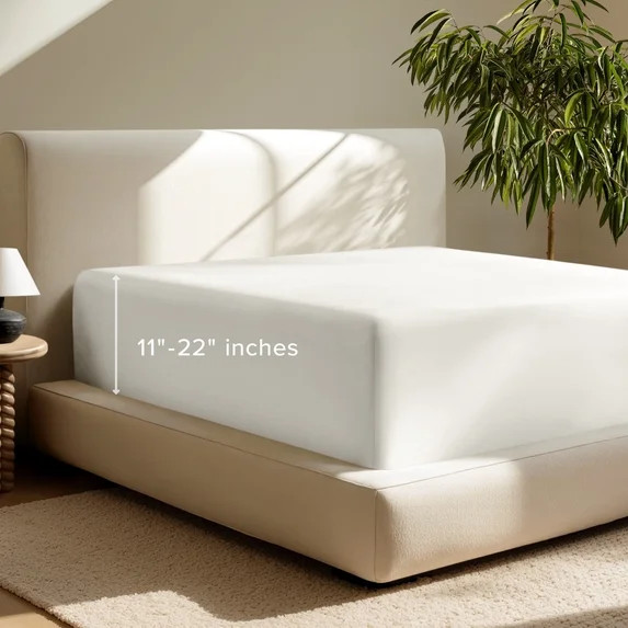 Bare Home Fitted Sheet - 22" Extra Deep Pocket - Premium 1800 Collection - King, Cream | Walmart (US)