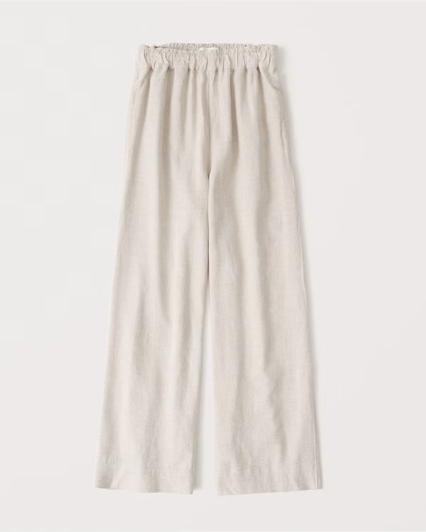 Linen-Blend Cropped Wide Leg Pants | Abercrombie & Fitch (US)