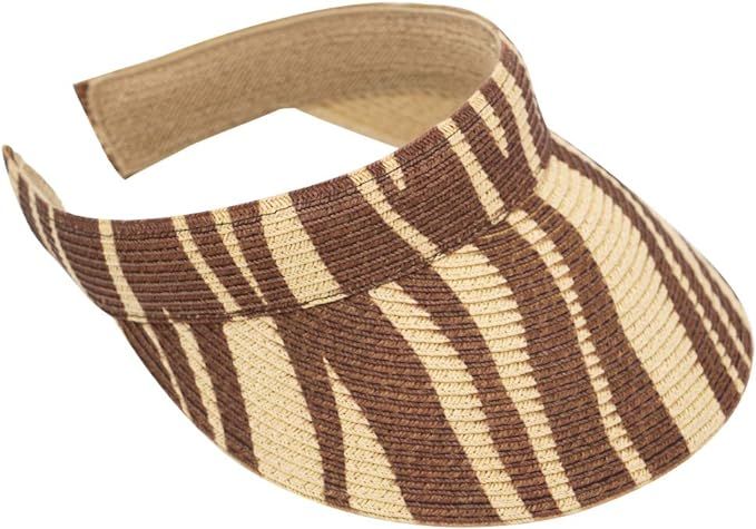 Krono Krown Women's Clip On Visor Packable Short Brim Summer Beach Sun Hat w/Color Strap - Paper ... | Amazon (US)